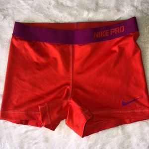 Nike pro orange shorts
